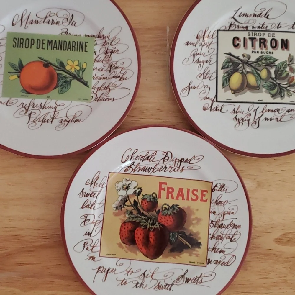 Vintage Three Harvest Market Dessert Plates
